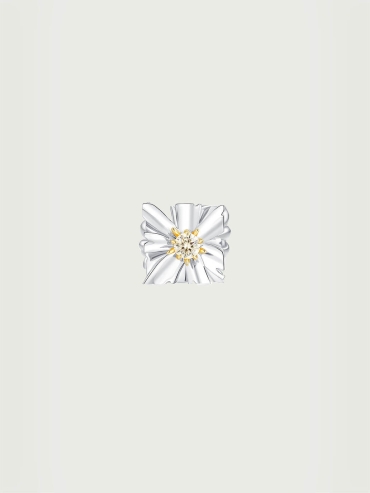 Silver Large Square Floral Signet Ring