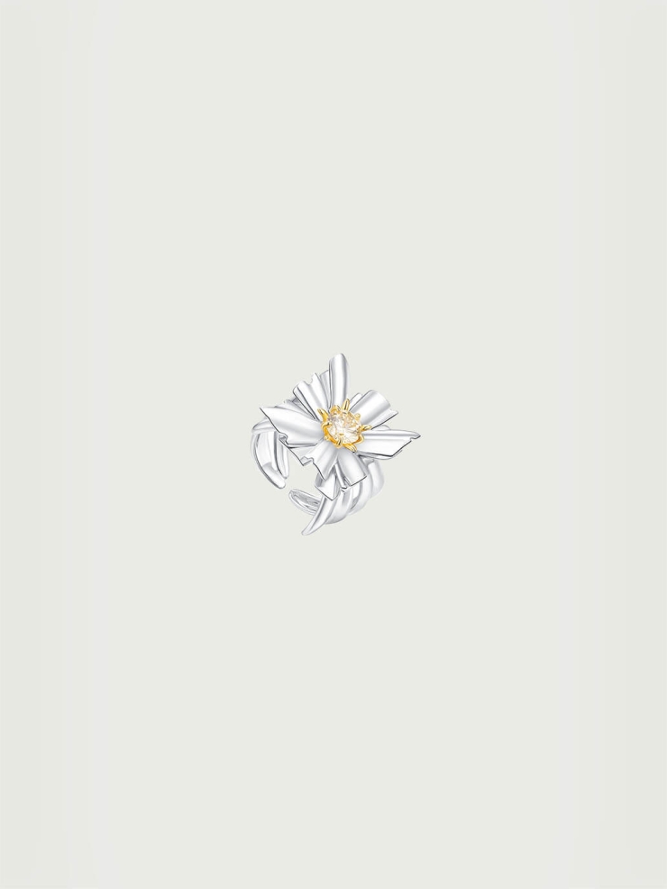 Silver Large Square Floral Signet Ring