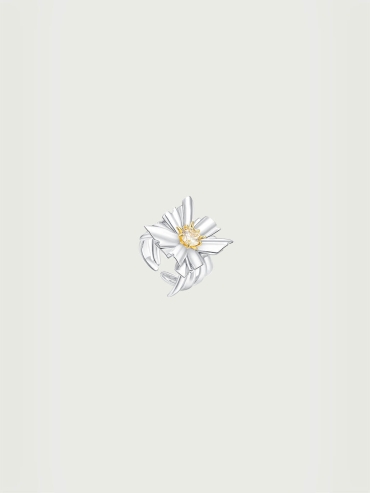 Silver Large Square Floral Signet Ring