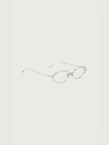 Silver Gem-Embellished Metal Frame Optical Glasses