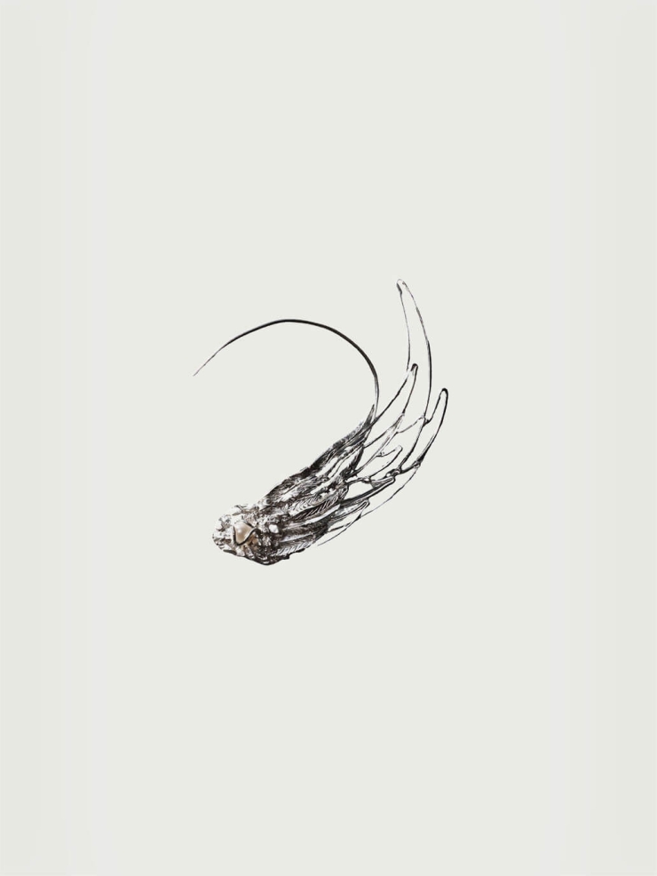 White Wind Feather Filigree Ear Cuff - Left