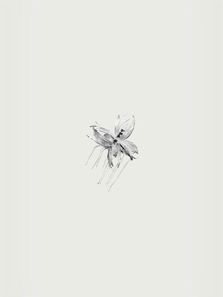 White Over-Ear Butterfly Ear Cuff - Left