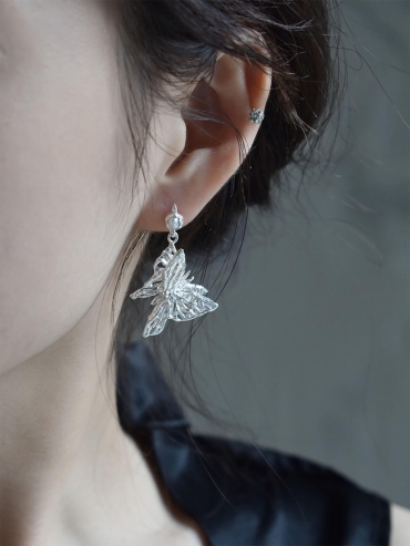 White Broken Wing Butterfly Stud Earring
