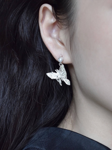 White Broken Wing Butterfly Stud Earring