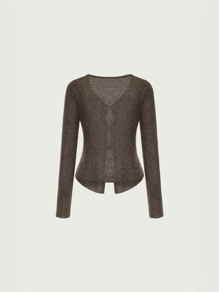 Mocha Floral Yarn-Knit Sweater