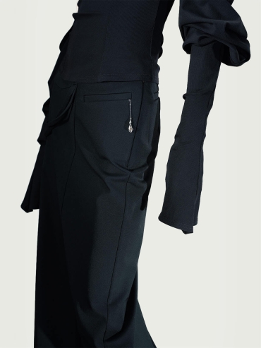 Ink Black Wide-Sleeve Bustier Top