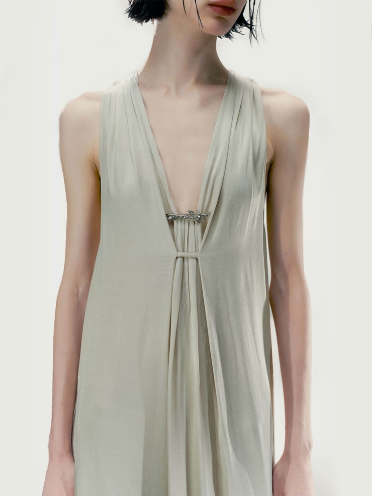 Ash Gray Pendant Hem Dress
