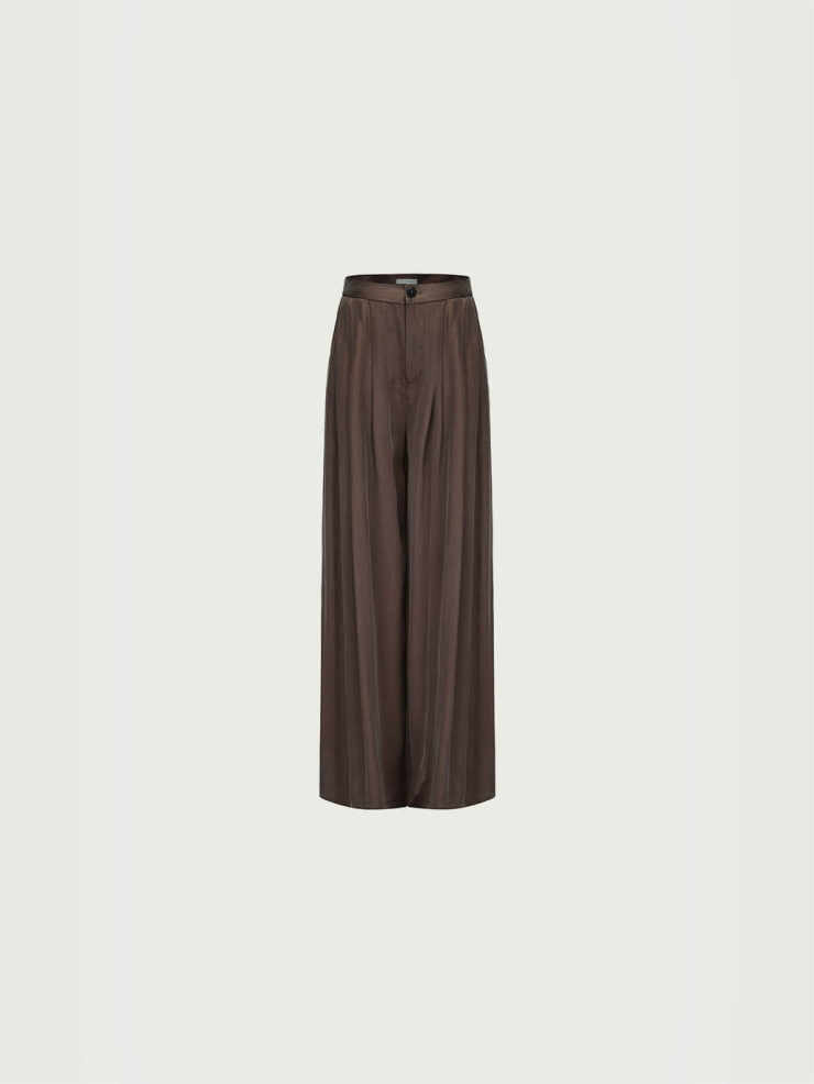 Sand Brown Draped Wide-Leg Pants