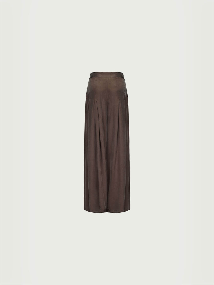 Sand Brown Draped Wide-Leg Pants