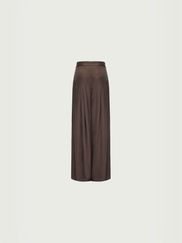 Sand Brown Draped Wide-Leg Pants