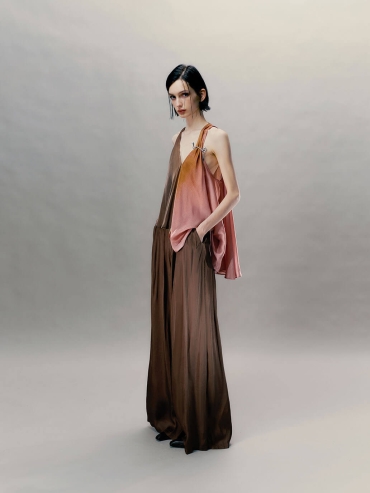 Sand Brown Draped Wide-Leg Pants