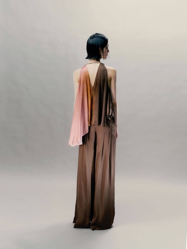 Sand Brown Draped Wide-Leg Pants