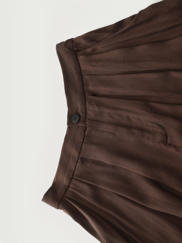 Sand Brown Draped Wide-Leg Pants