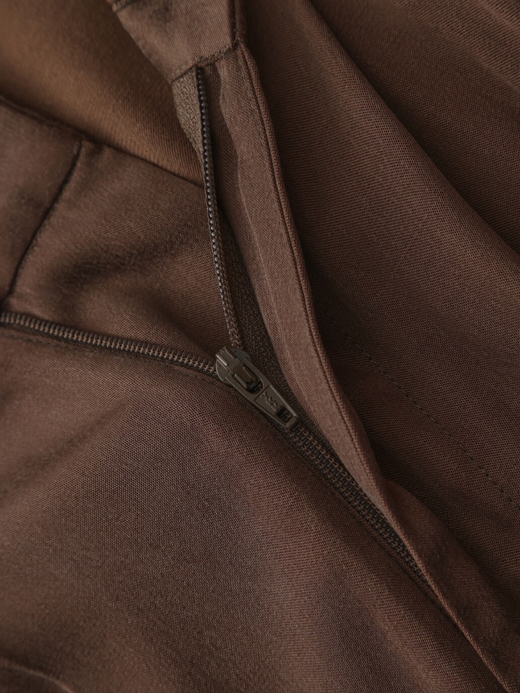 Sand Brown Draped Wide-Leg Pants