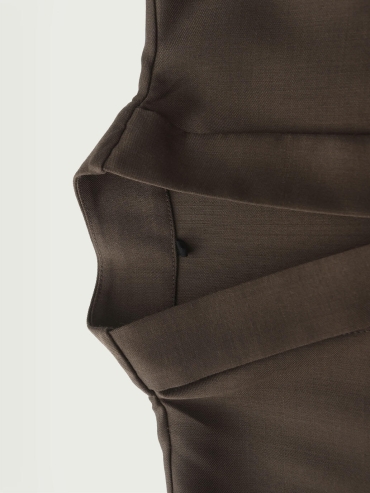 Sand Brown Silk Long Shirt Coat with Flowing Tie