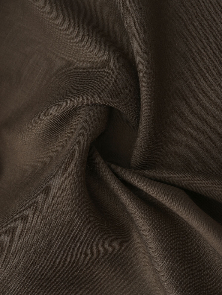 Sand Brown Silk Long Shirt Coat with Flowing Tie