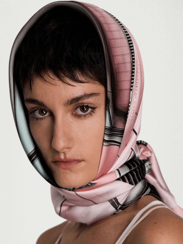 Car Printed Square Silk Scarf