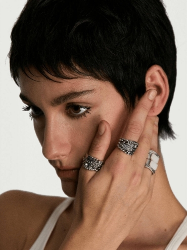 Silver Multi-Layered Chain Stacking Ring