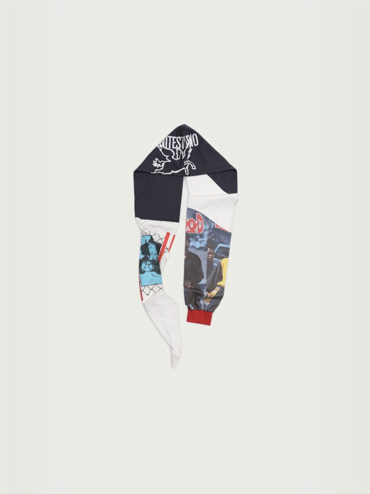 Printing Panelled Hooded Scarf