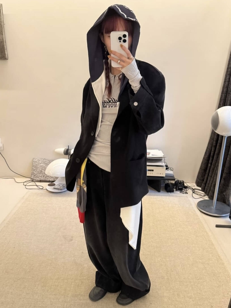 Printing Panelled Hooded Scarf