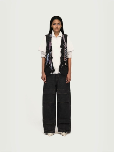 Pattern Printing Panelled Suspenders