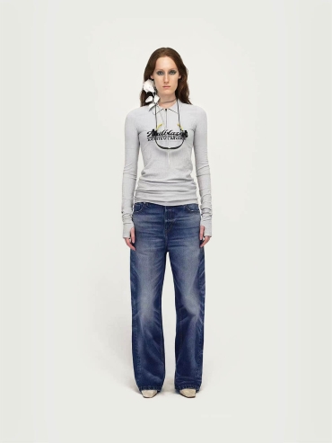 Dark Blue Destruction Loose Jeans