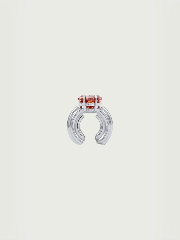 Silver Floral Inlaid Red Diamond Ear Cuff