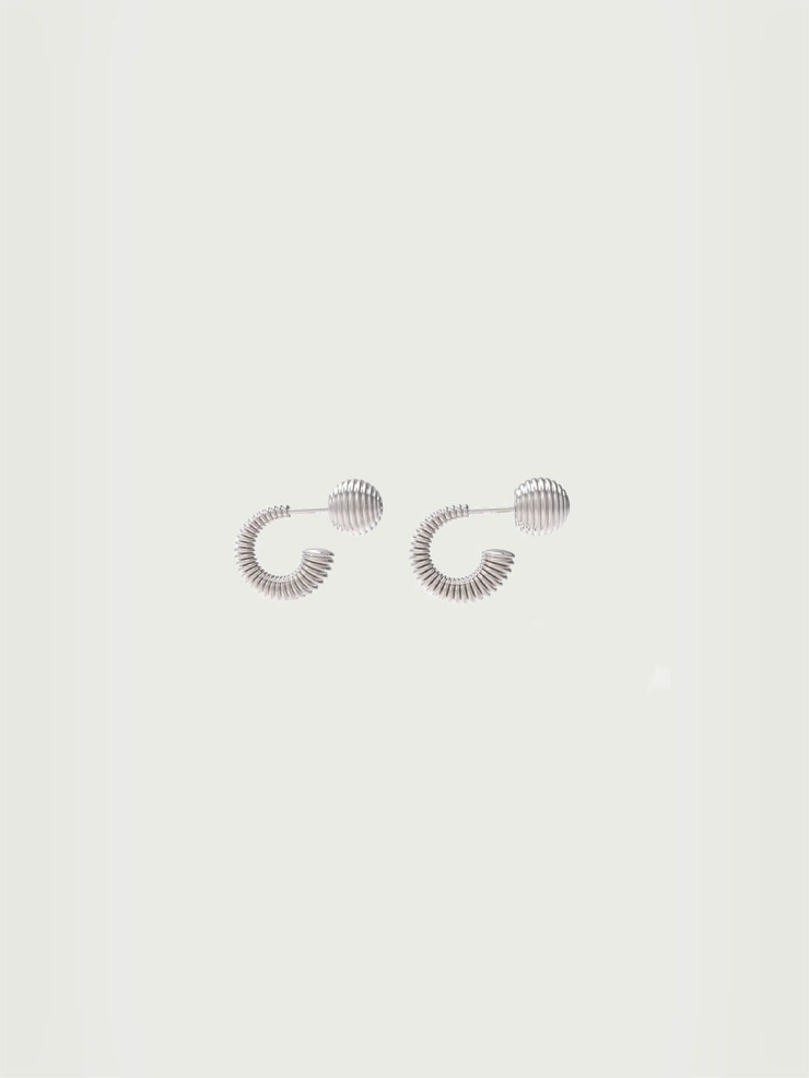 Silver Textured Small C Earrings