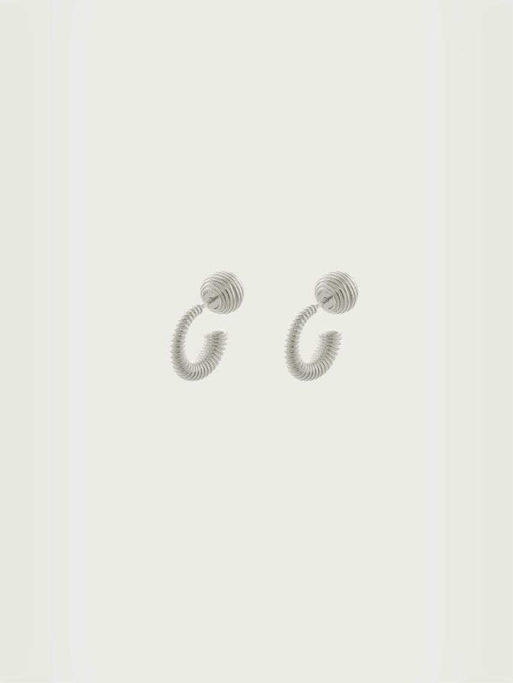 Silver Textured Small C Earrings