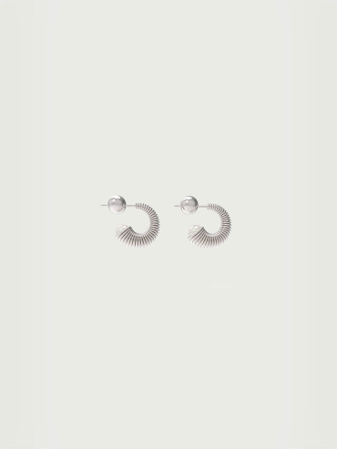 Silver Textured Pearl Stud Earrings