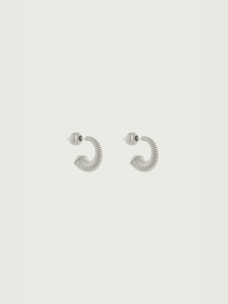 Silver Textured Pearl Stud Earrings