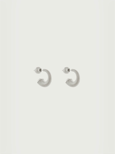 Silver Textured Pearl Stud Earrings