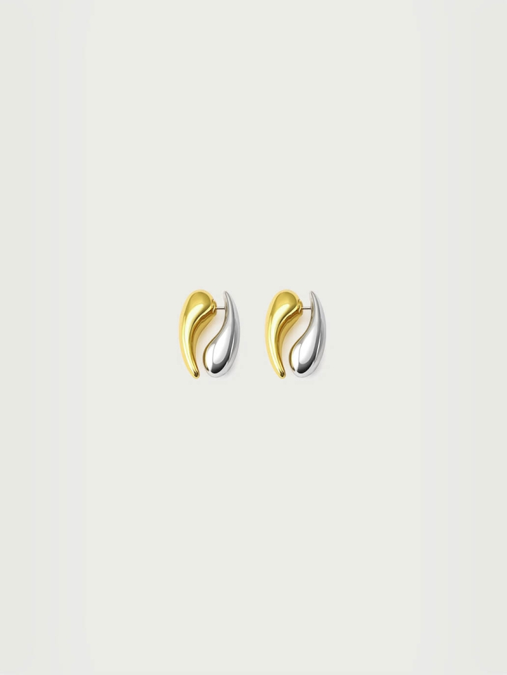 Gold and Silver Teardrop Earrings