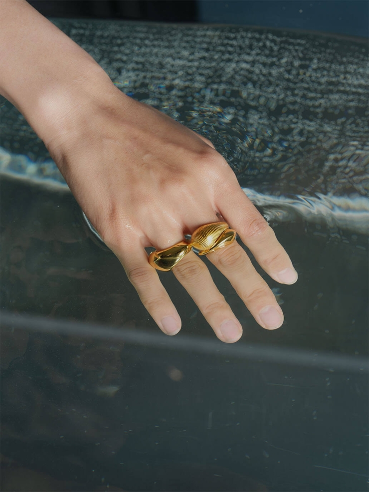 Gold Solid Silver Small Triangle Ring