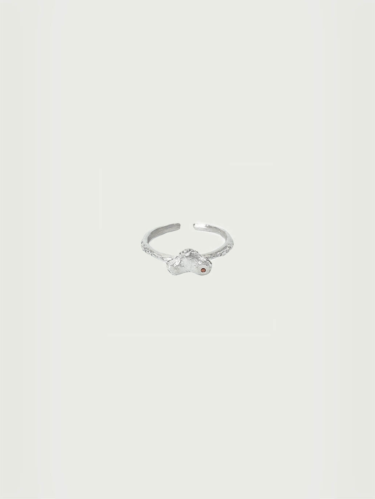 Silver Vermilion Mole Ring