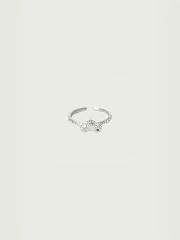 Silver Vermilion Mole Ring