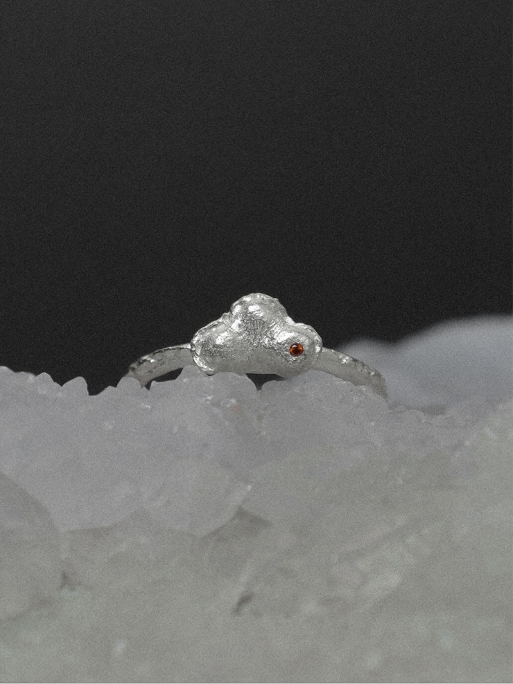 Silver Vermilion Mole Ring