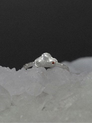 Silver Vermilion Mole Ring