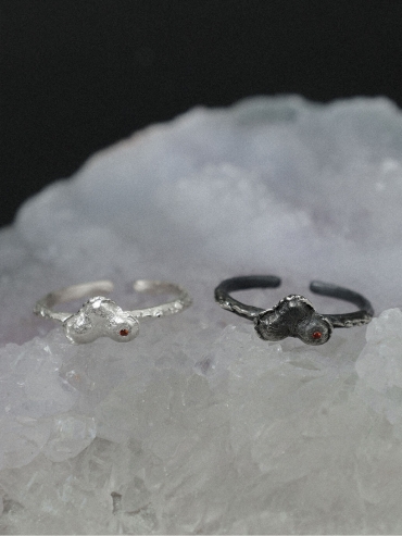 Silver Vermilion Mole Ring
