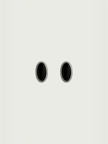 Black Onyx Oval Studs