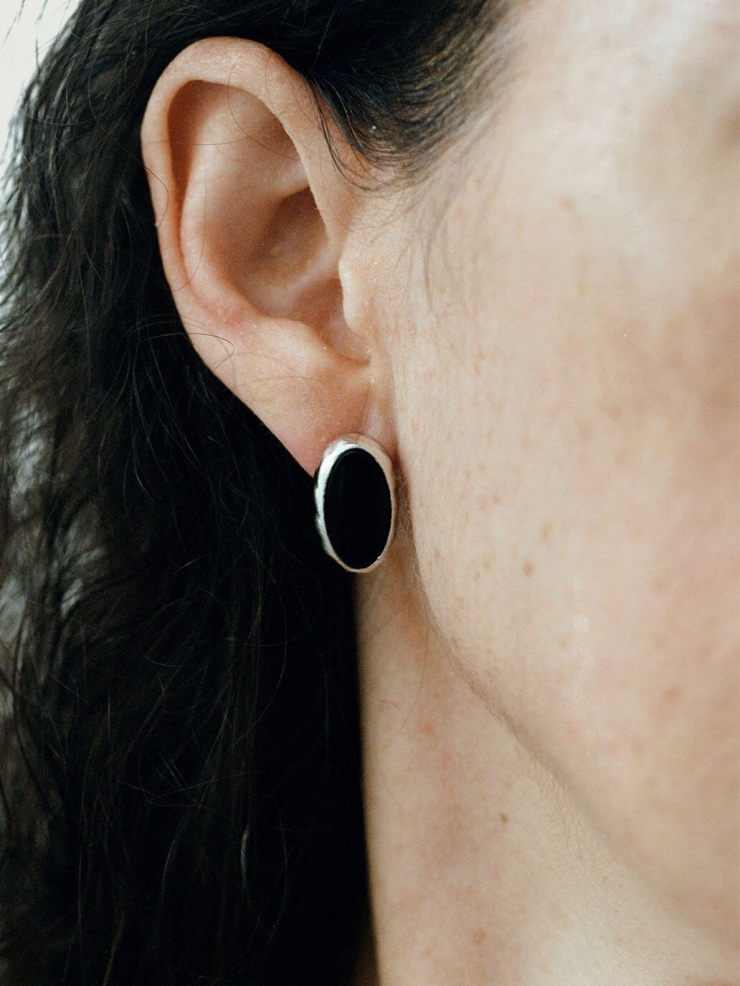 Black Onyx Oval Studs