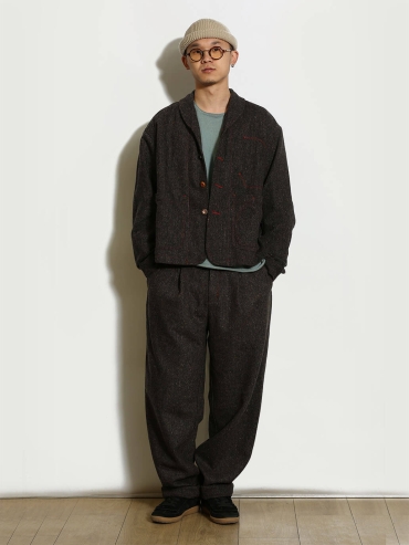 Black Tweed Wool Trousers