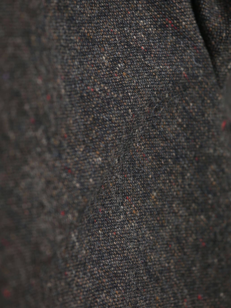 Black Tweed Wool Jacket with Notched Lapel