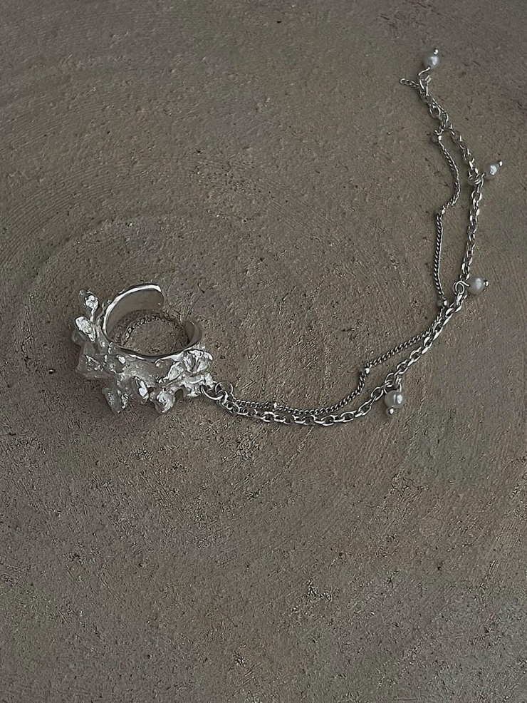 Silver Freesia Ear Cuff - Single