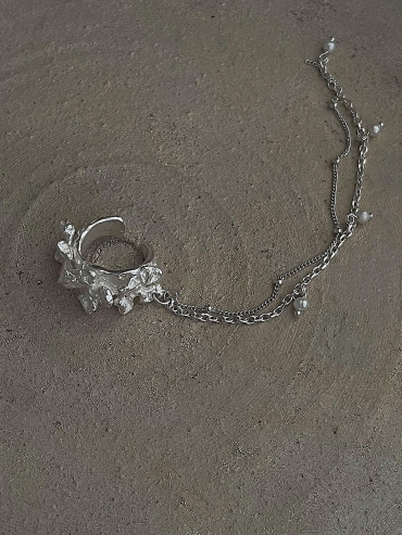 Silver Freesia Ear Cuff - Single