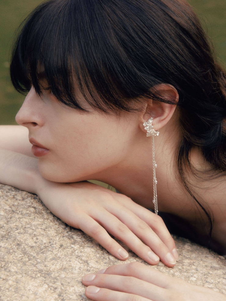 Silver Freesia Ear Cuff - Single