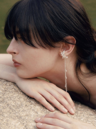 Silver Freesia Ear Cuff - Single