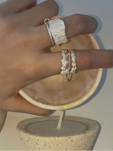 Silver Rock Double Ring