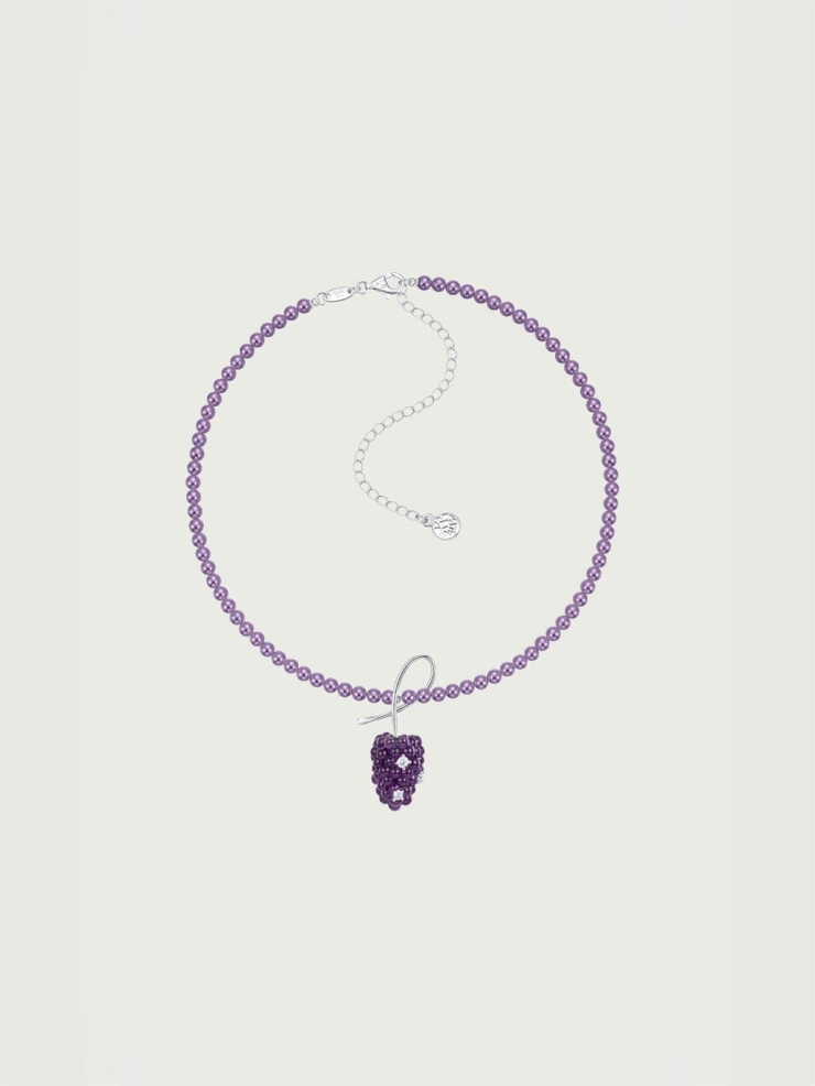 Silver Purple Mulberry Gemstone Pearl Necklace