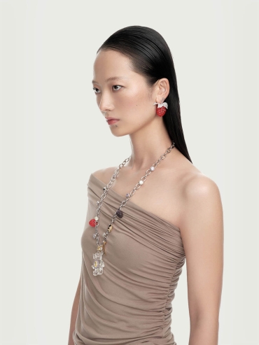 Silver Strawberry Earring - Single